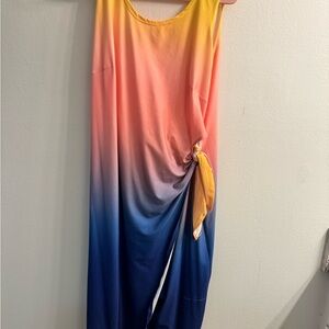 NWOT Lane Bryant BodyCon Midi Sunset Dress; gorgeous and colorful; size 14/16